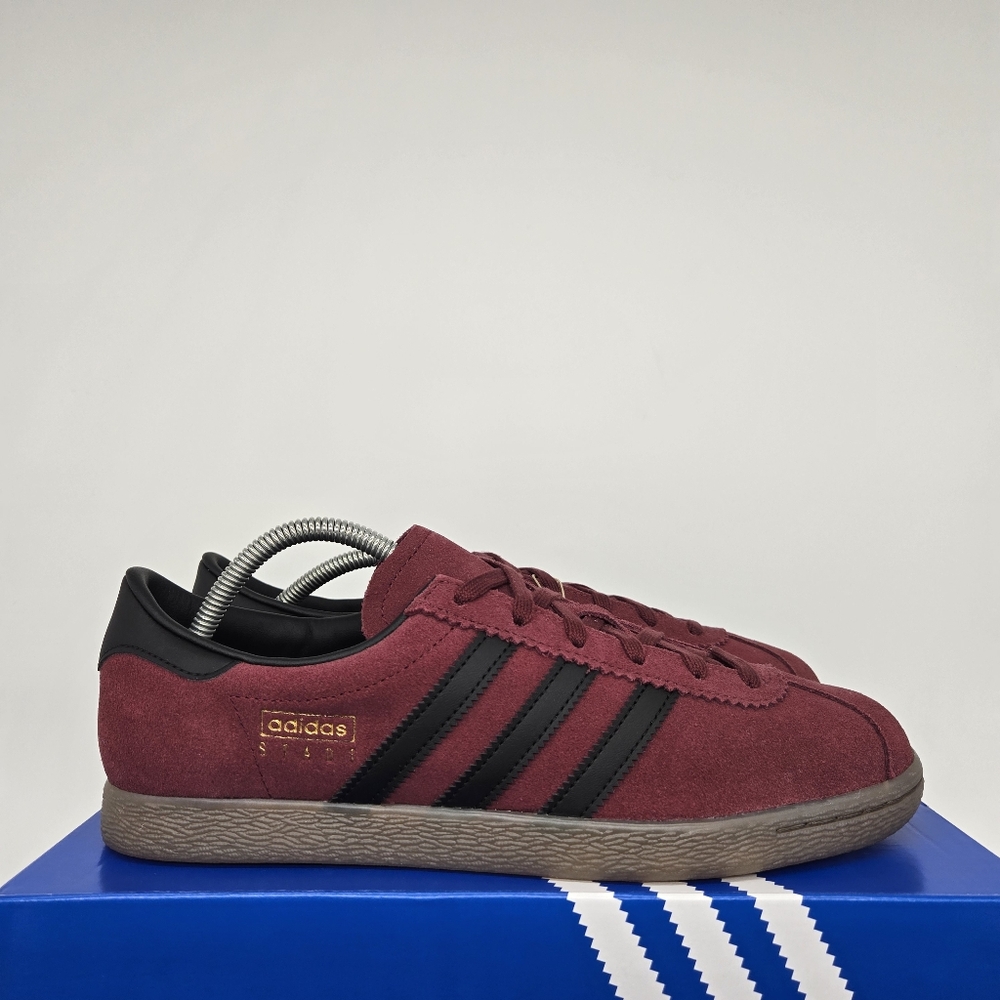 adidas Stadt Men's Suede Burgundy Shoes Size 11.5 New JQ9009 - Picture 3 of 8